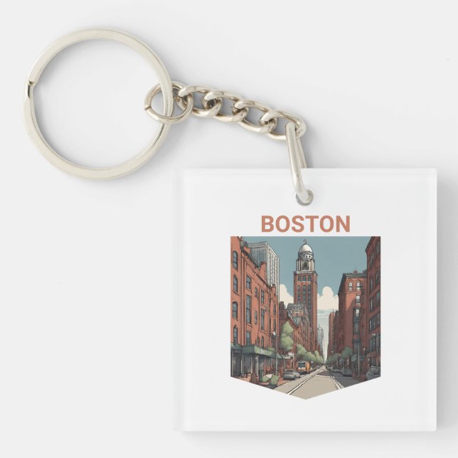 Boston Traveller A Delightful Gift Idea Key Ring (Front)