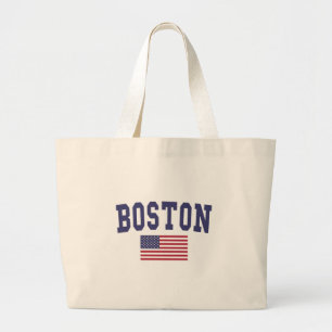 Boston US Flag Large Tote Bag