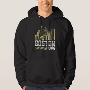 Boston USA Skyline Graphic Modern Urban City Hoodie