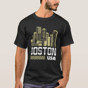 Boston USA Skyline Graphic Modern Urban City T-Shirt
