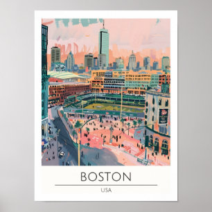 Boston USA Vintage Art Illustration Travel Poster