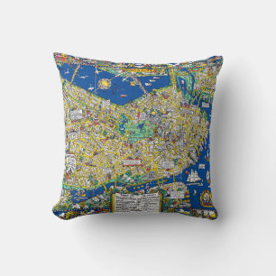 Boston vintage old city map USA america geography  Cushion