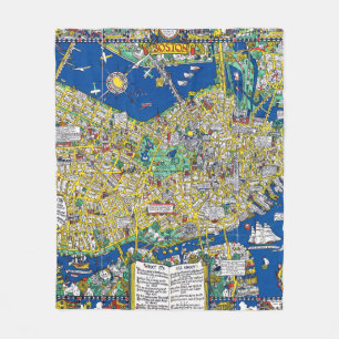 Boston vintage old city map USA america geography Fleece Blanket