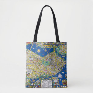 Boston vintage old city map USA america geography Tote Bag