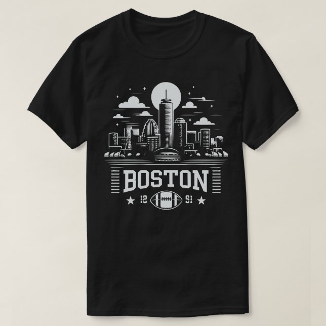 Boston  Vintage Skyline T-Shirt (Design Front)
