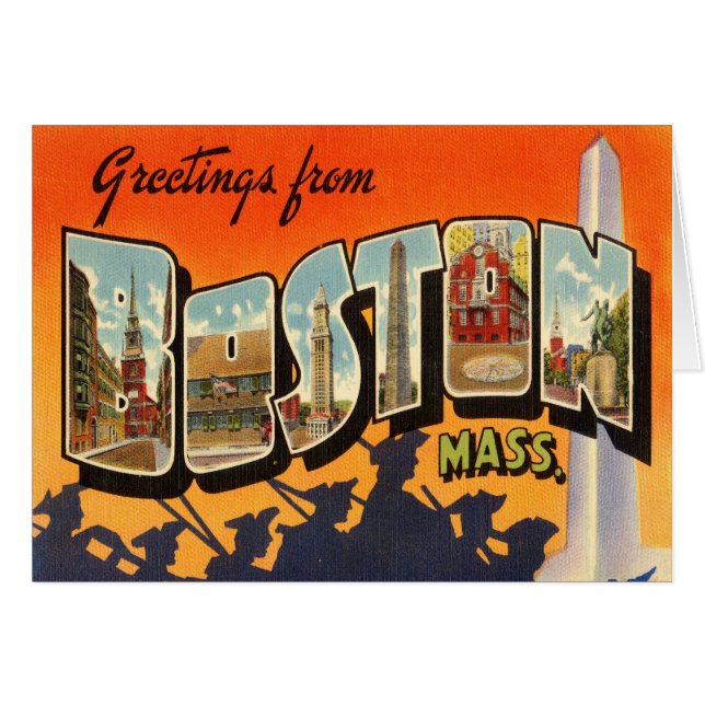 Boston Vintage Travel Postcard Restored (Front Horizontal)