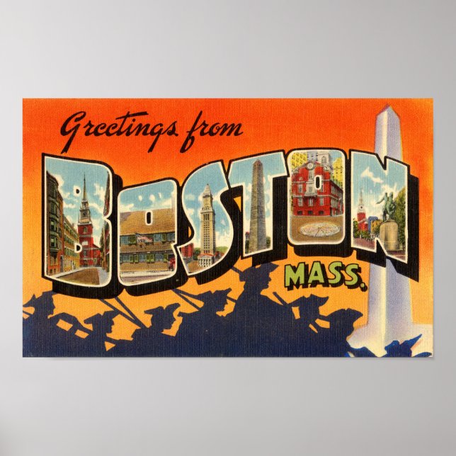 Boston Vintage Travel Postcard Restored Poster (Front)