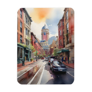 Boston watercolor art magnet