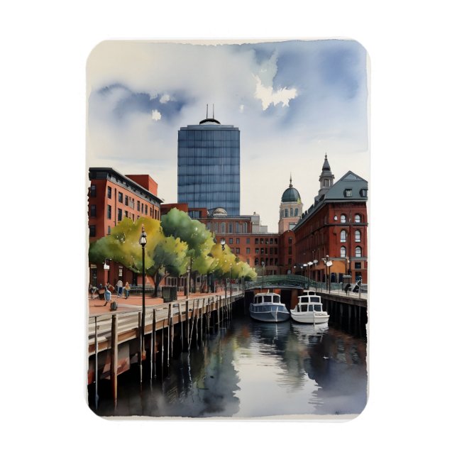Boston watercolor art magnet (Vertical)