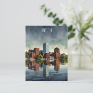 Boston watercolor art postcard