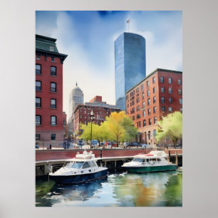 Boston watercolor art poster