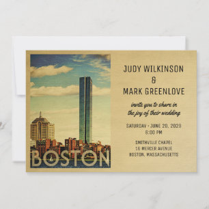 Boston Wedding Invitation Vintage Mid-Century