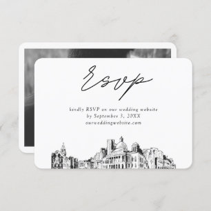 Boston Wedding Minimalist Sketch RSVP Enclosure Card