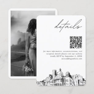 Boston Wedding Modern Details QR Code Enclosure Card