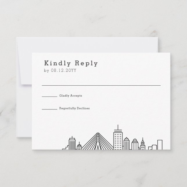 Boston Wedding | Stylised Skyline RSVP (Front)