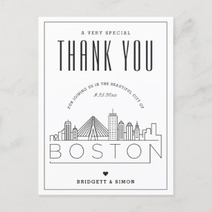 Boston Wedding Thanks for Coming! Postcard