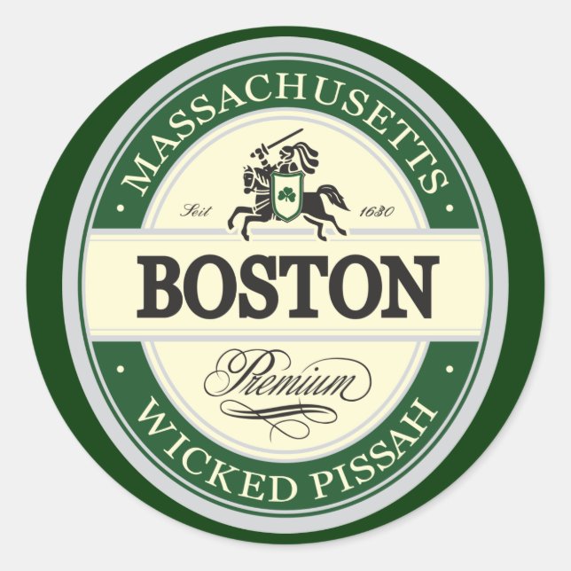 boston - wicked pissah classic round sticker (Front)
