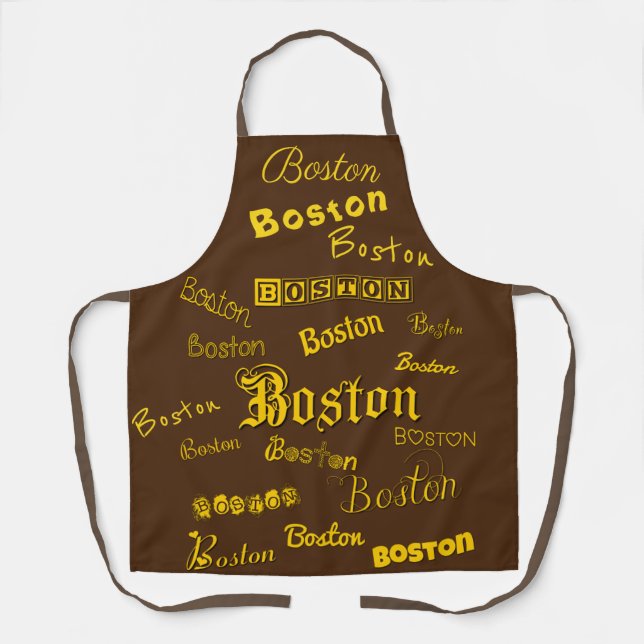 Boston Yellow Fonts  Apron (Front)
