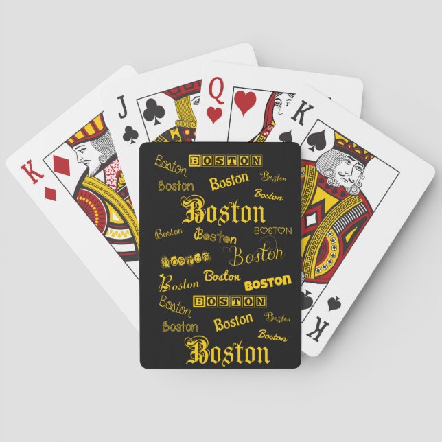 Boston Yellow Fonts Playing Cards (Back)