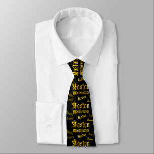 Boston Yellow Fonts Tie