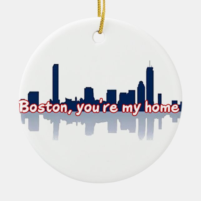 Boston You're My Home Ceramic Tree Decoration (Front)