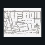 Boston's Beacon Hill Map Postcard<br><div class="desc">A vintage postcard of Boston's Beacon Hill Streets!</div>