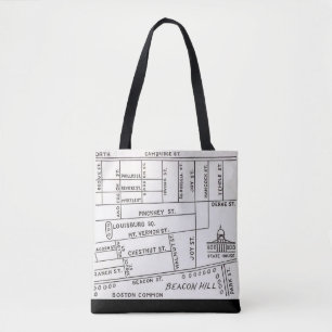 Boston's Beacon Hill Map  Tote Bag