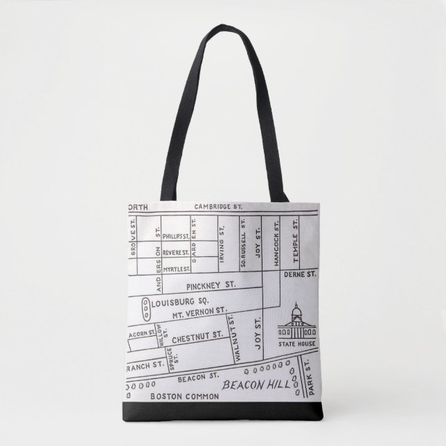 Boston's Beacon Hill Map  Tote Bag (Front)