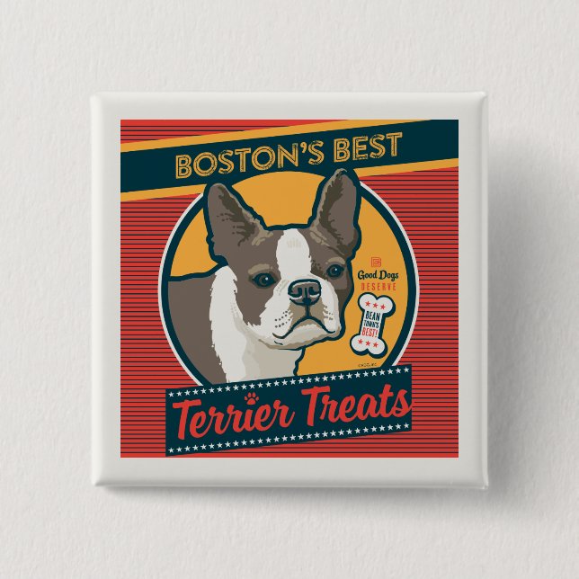 Boston's Best Terrier Treats 15 Cm Square Badge (Front)