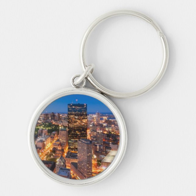 Boston's skyline at dusk key ring (Front)