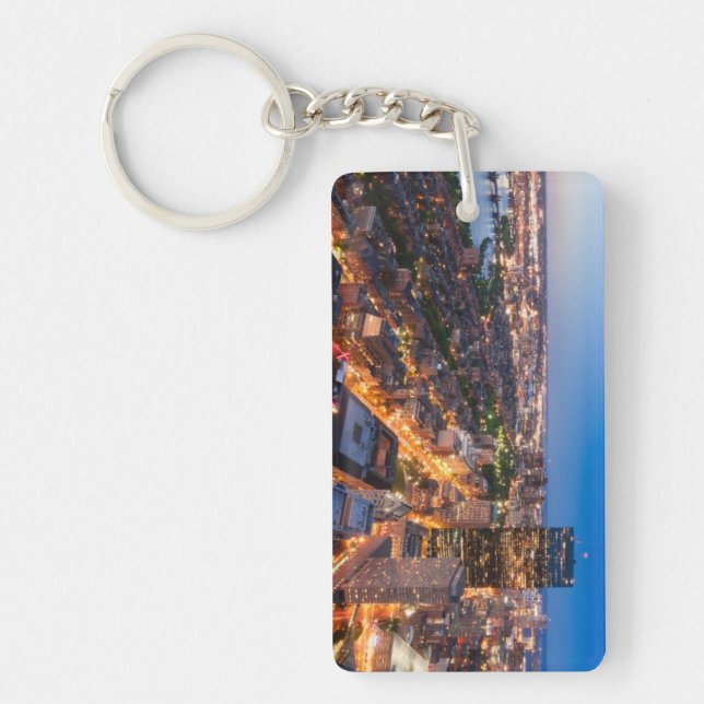 Boston's skyline at dusk key ring (Front)