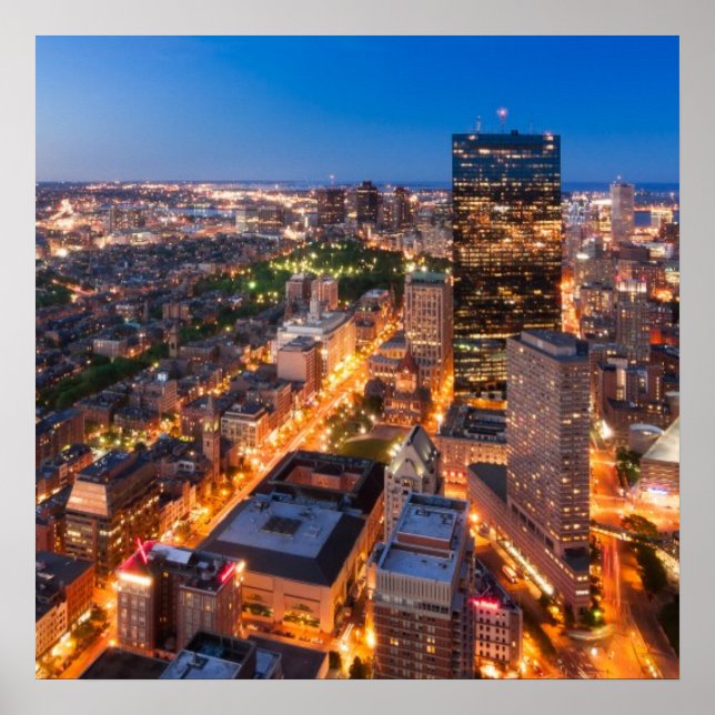 Boston's skyline at dusk poster (Front)
