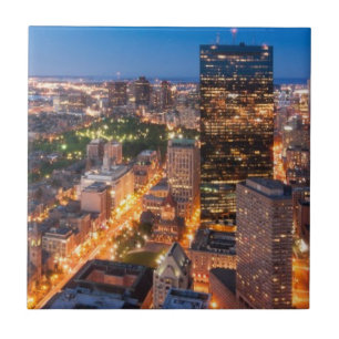 Boston's skyline at dusk tile