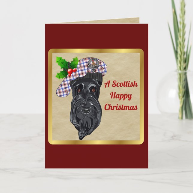 Boswell Badge & Tartan Personalised Xmas Card (Front)