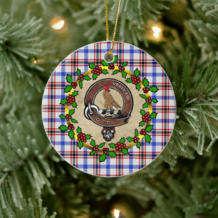 Boswell Clan Badge & Tartan Personalised Xmas Ceramic Tree Decoration
