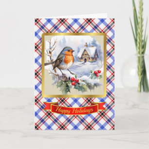 Boswell Crest & Tartan w/Robin Personalised  Card