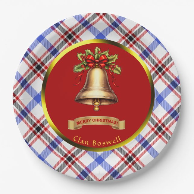 Boswell Tartan Personalised Christmas Paper Plate (Front)