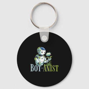 Bot-anist solarpunk robot earth day green future key ring