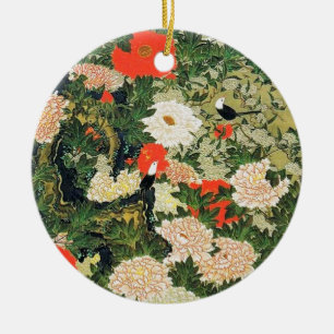Botan Shoukinzu Colorful Floral Flowers Pattern Ceramic Tree Decoration