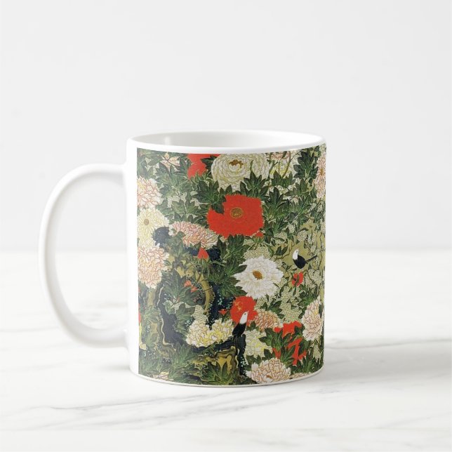 Botan Shoukinzu Colourful Floral Flowers Pattern Coffee Mug (Left)