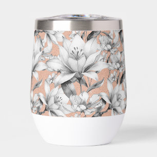 Botanic black white rose gold glitter flowers