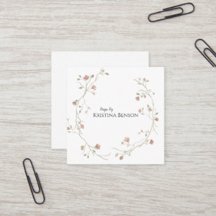 Botanic Boho Feather Business Card Black and White