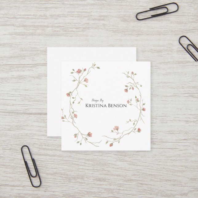 Botanic Boho Feather Business Card Black and White (Front/Back In Situ)