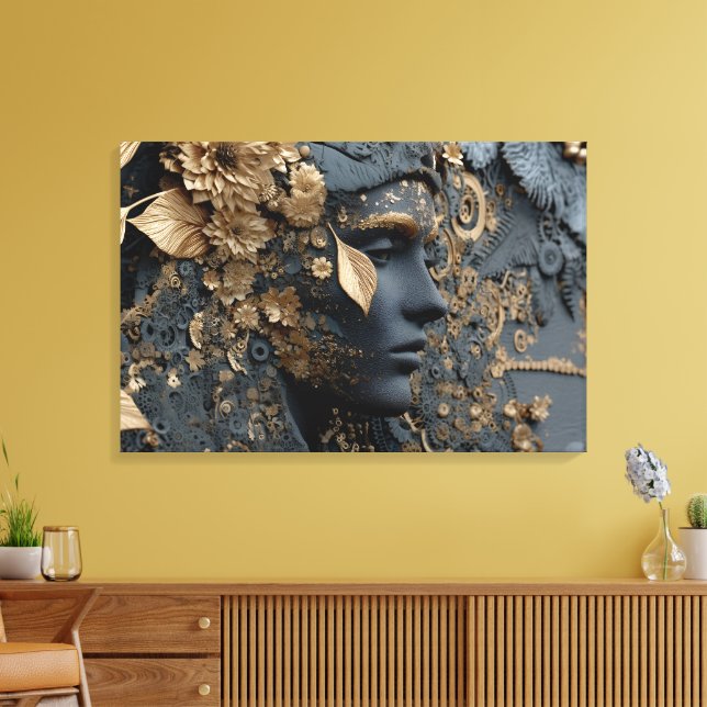 Botanic Circuitry – Nature Meets Machine Canvas Print (Insitu(LivingRoom))