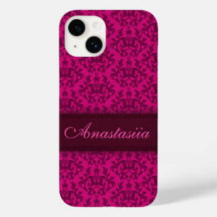 Botanic damask dark pink name  Case-Mate iPhone 14 case