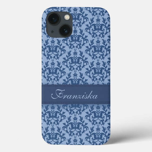 Botanic damask deep blue Case-Mate iPhone case (Back)