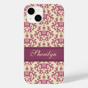 Botanic damask pink plum iphone name case