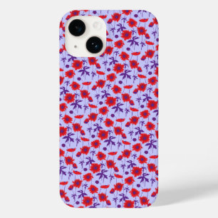 Botanic damask poppy red purple Case-Mate iPhone 14 case