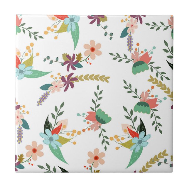Botanic Elegance" Floral Pattern  Tile (Front)