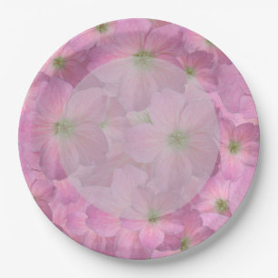 Botanic Garden Pink Flowers Paper Plate